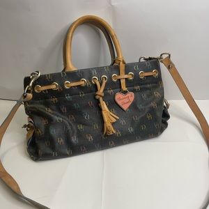 DOONEY & BOURKE Y2K Tassel Tote VTG Rainbow Monogram Pink Heart Logo Long Strap